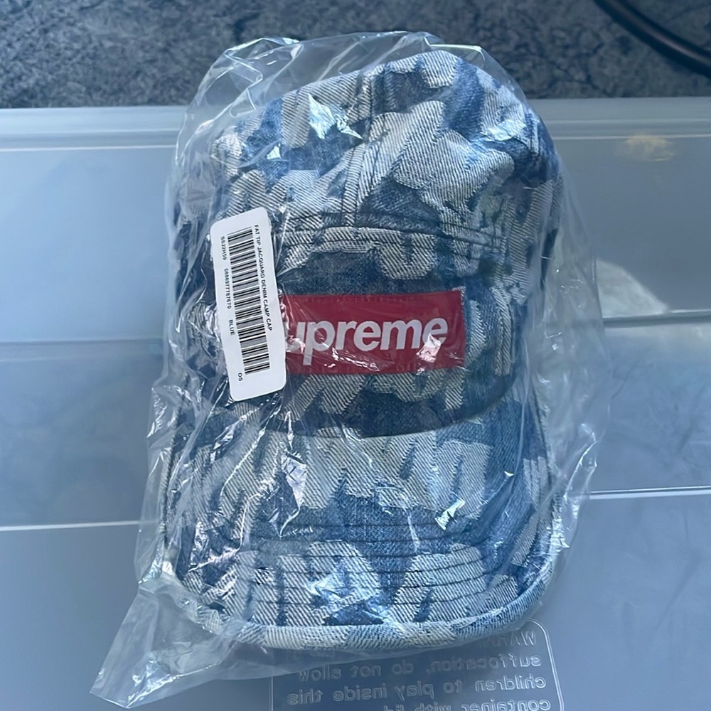 Supreme Fat Tip Jacquard Denim Camp Cap